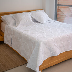 Cubrecama Quilt de 5 piezas - Diseño Bordado Hojas Luxury